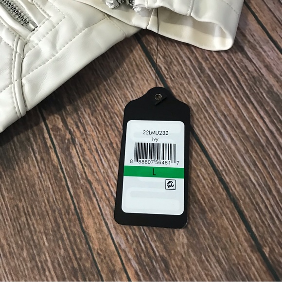 Guess Faux Leather Racer Jacket Size L NWT - Picture 10 of 11